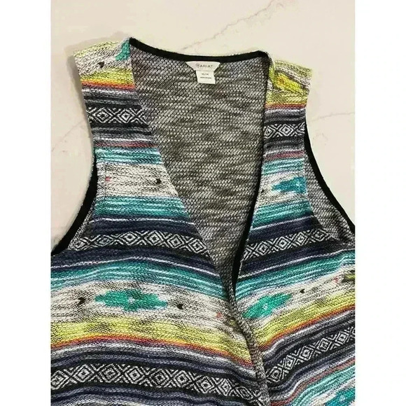 Ariat Cardigan Women’s Medium Joshua Tree Vest Serape Aztec Knit Open Front - Picture 2 of 5